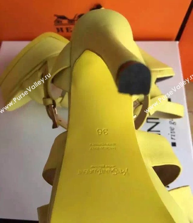 YSL tribute heels sandals yellow calfskin smooth shoes 4132