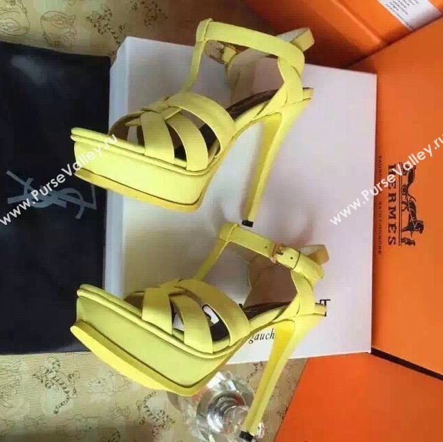 YSL tribute heels sandals yellow calfskin smooth shoes 4132