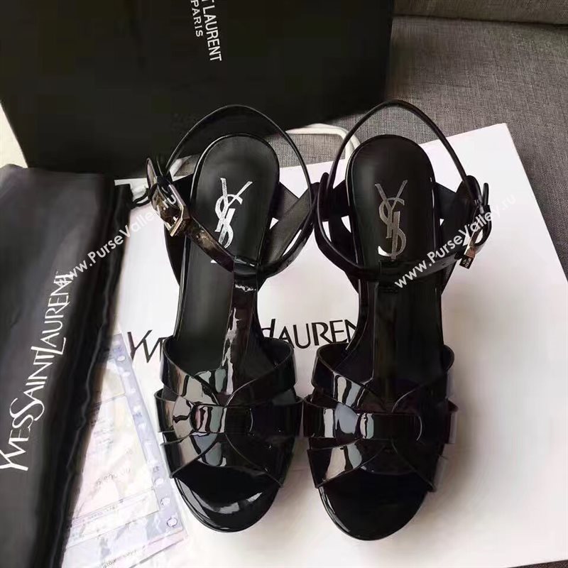 YSL tribute paint black sandals heels shoes 4133