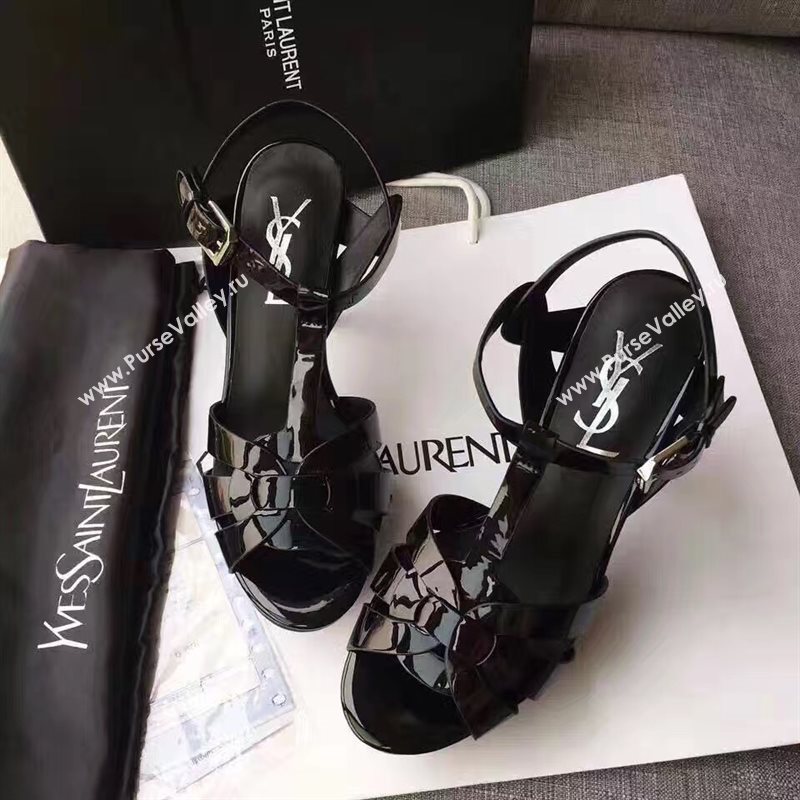 YSL tribute paint black sandals heels shoes 4133