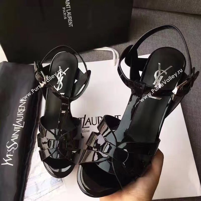 YSL tribute paint black sandals heels shoes 4133