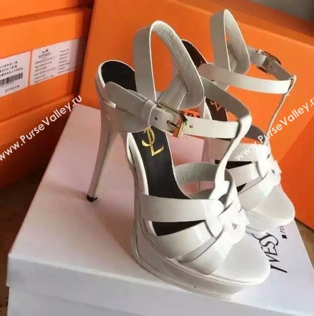 YSL tribute heels white sandals shoes 4134