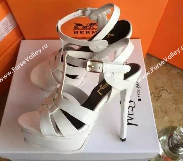 YSL tribute heels white sandals shoes 4134