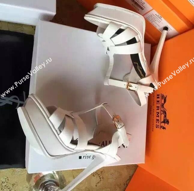 YSL tribute heels white sandals shoes 4134