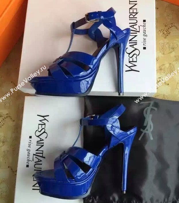YSL tribute heels sandals navy paint shoes 4136
