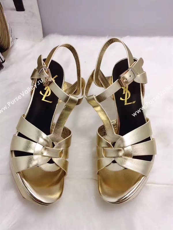 YSL tribute heels sandals calfskin gold shoes 4138