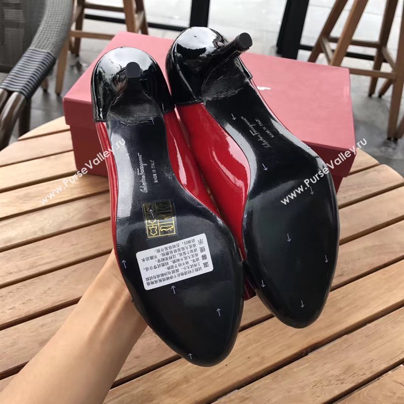 Ferragamo heels paint red black v shoes 4253