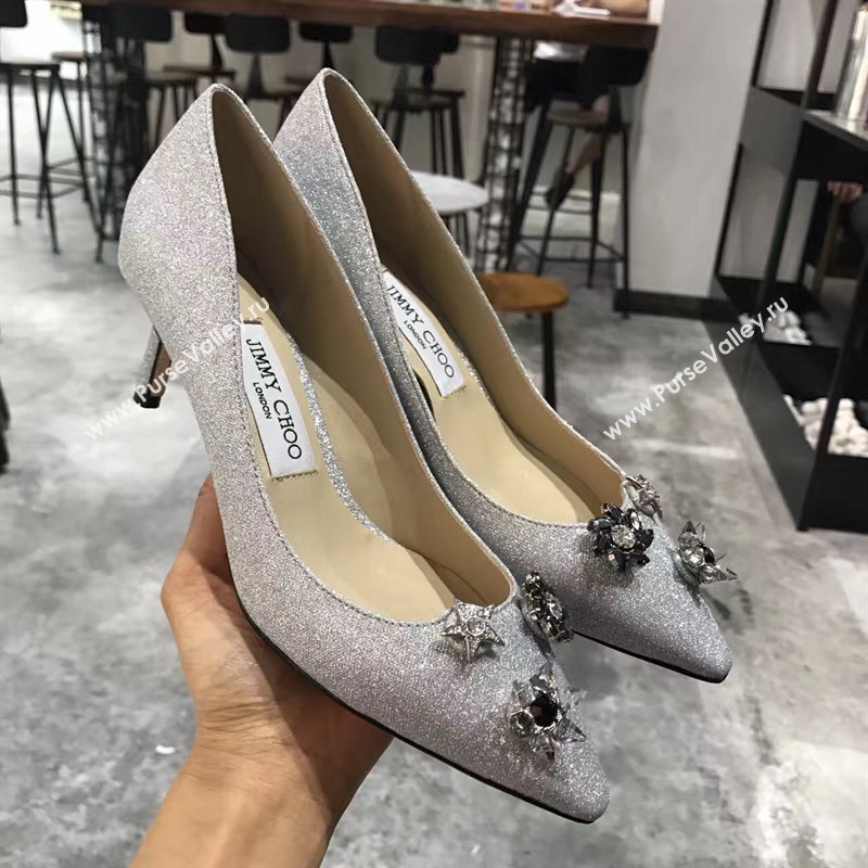 Jimmy Choo JC heels gray light shoes 4254