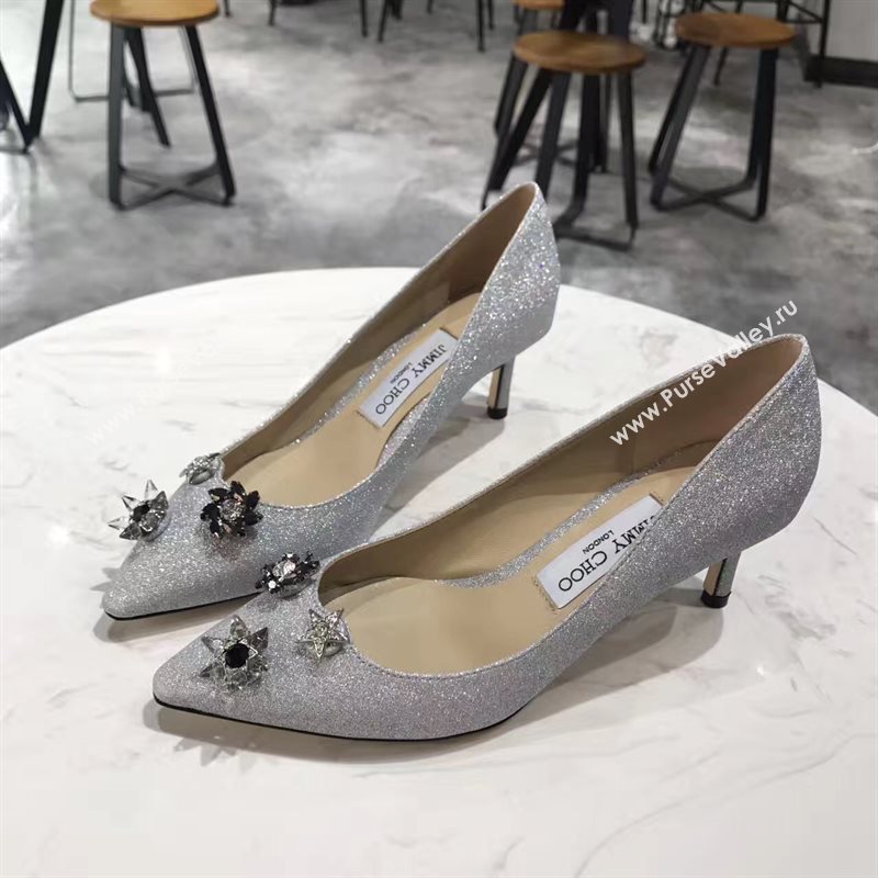 Jimmy Choo JC heels gray light shoes 4254