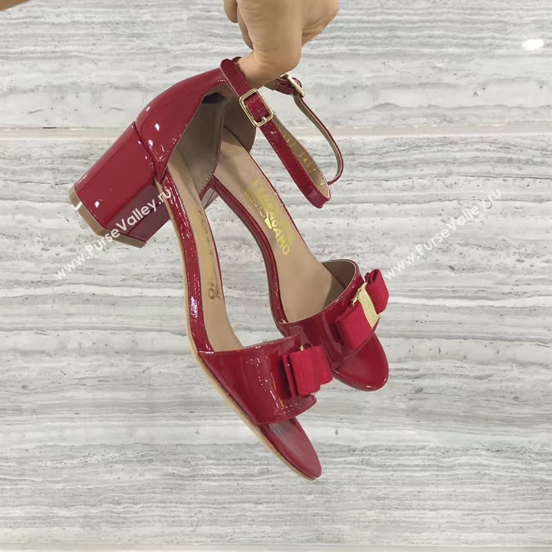 Ferragamo heels sandals red paint shoes 4267