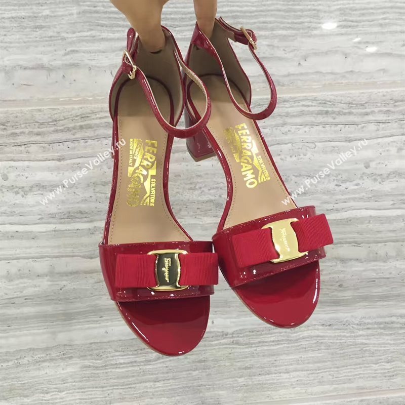 Ferragamo heels sandals red paint shoes 4267