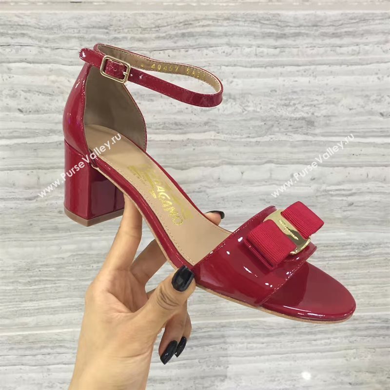 Ferragamo heels sandals red paint shoes 4267