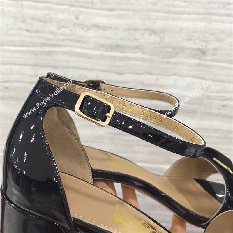 Ferragamo heels sandals black paint shoes 4268