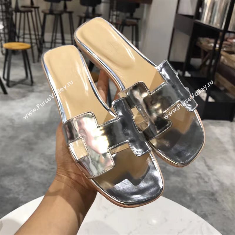 Hermes paint silver sandals shoes 4275