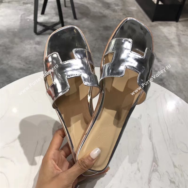 Hermes paint silver sandals shoes 4275