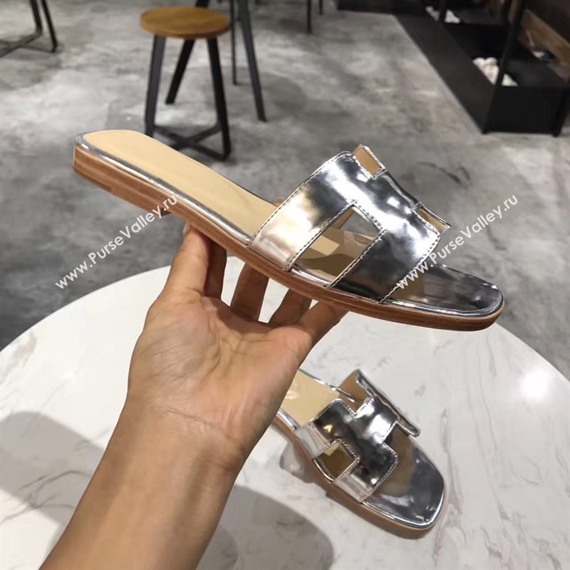 Hermes paint silver sandals shoes 4275