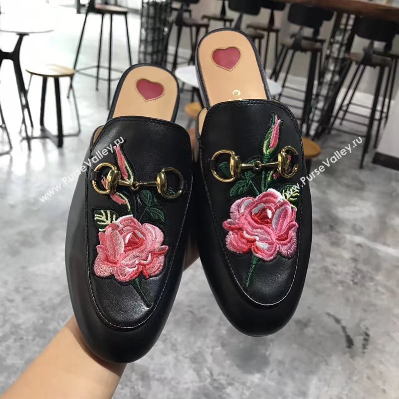 Gucci sandals flower black Shoes 4284