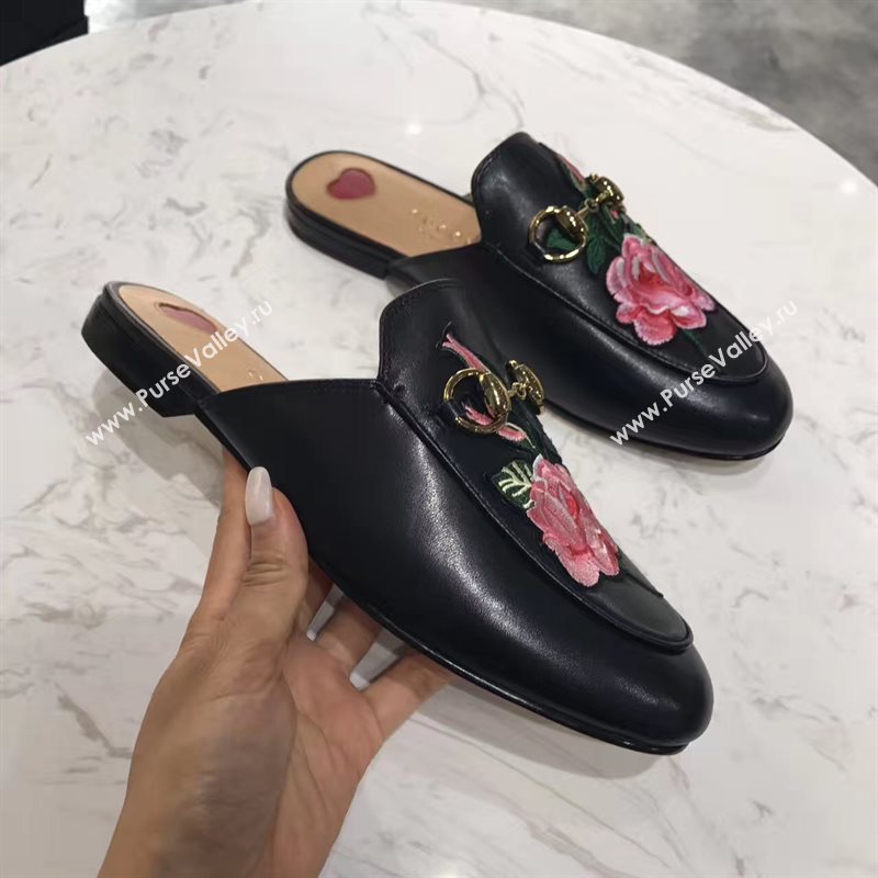 Gucci sandals flower black Shoes 4284