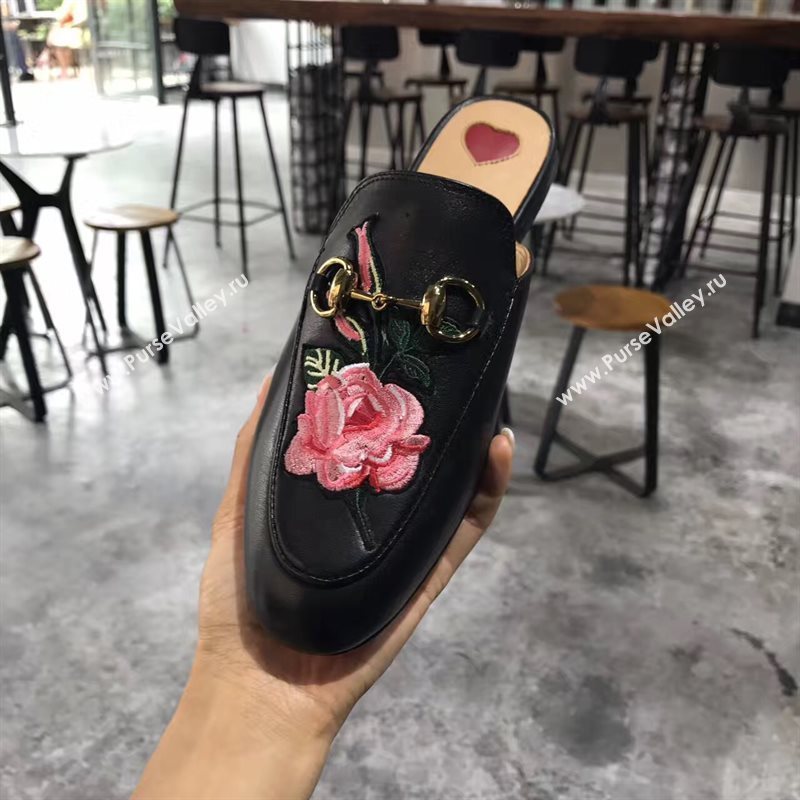 Gucci sandals flower black Shoes 4284