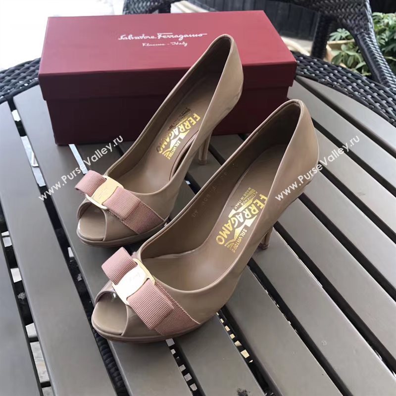 Ferragamo 9.5cm heels nude sandals shoes 4286