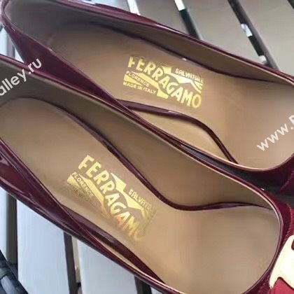 Ferragamo 9.5cm heels sandals wine paint shoes 4288