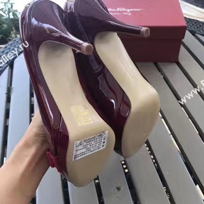 Ferragamo 9.5cm heels sandals wine paint shoes 4288