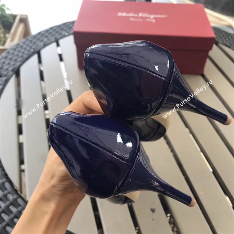 Ferragamo 9.5cm heels sandals navy paint shoes 4289