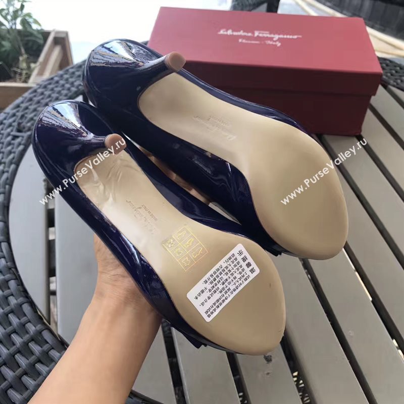 Ferragamo 9.5cm heels sandals navy paint shoes 4289