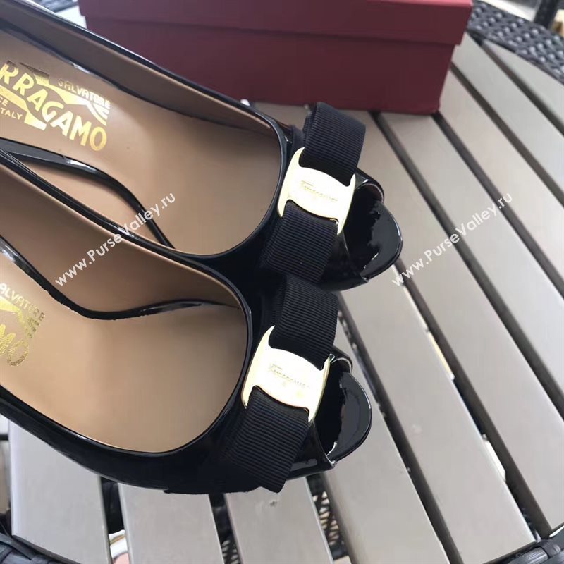 Ferragamo 9.5cm heels sandals black paint shoes 4290