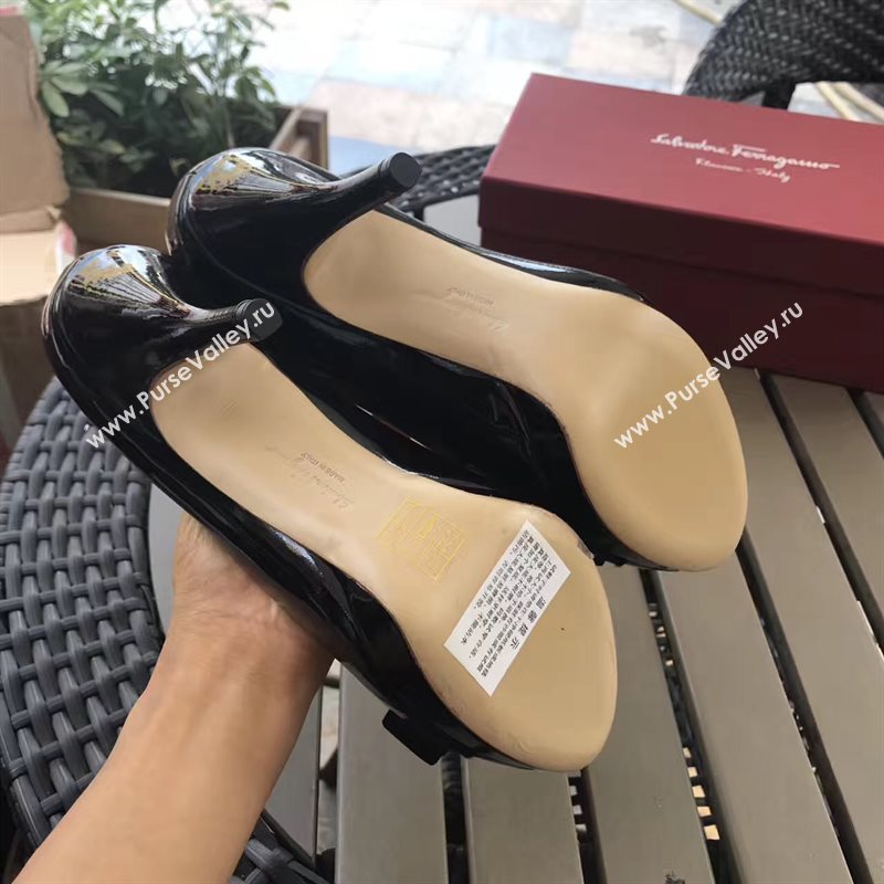 Ferragamo 9.5cm heels sandals black paint shoes 4290