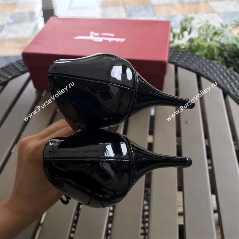 Ferragamo 7cm heels sandals black paint shoes 4292