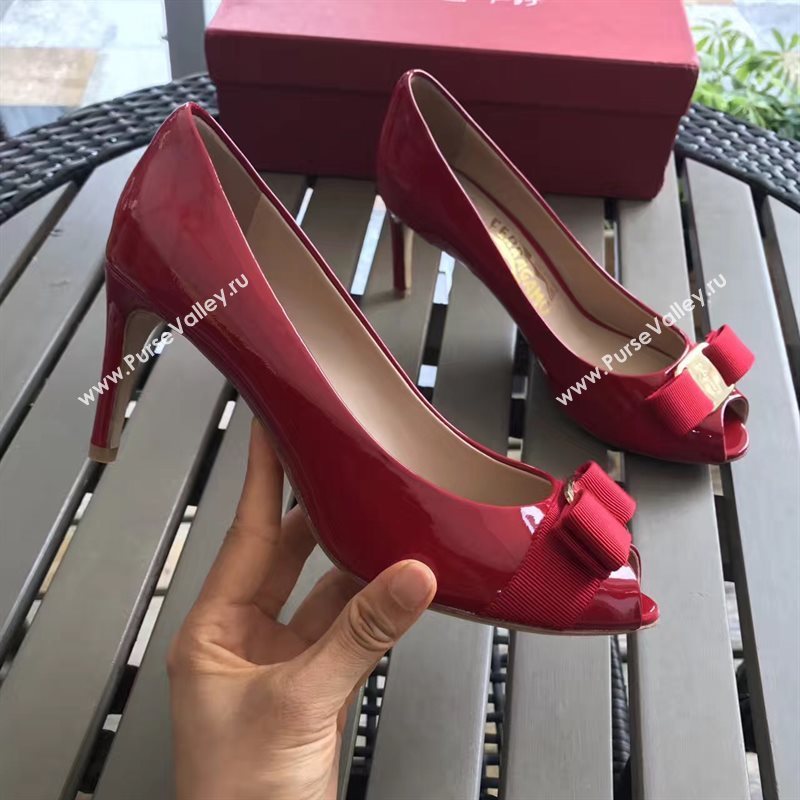 Ferragamo 7cm heels sandals red paint shoes 4293