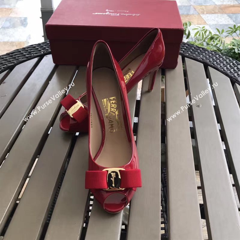 Ferragamo 7cm heels sandals red paint shoes 4293