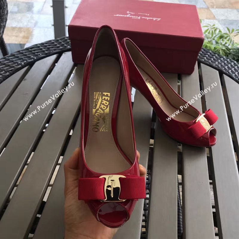 Ferragamo 7cm heels sandals red paint shoes 4293