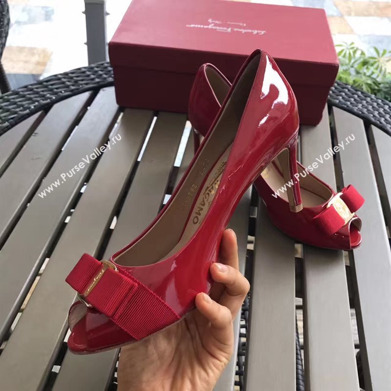 Ferragamo 7cm heels sandals red paint shoes 4293