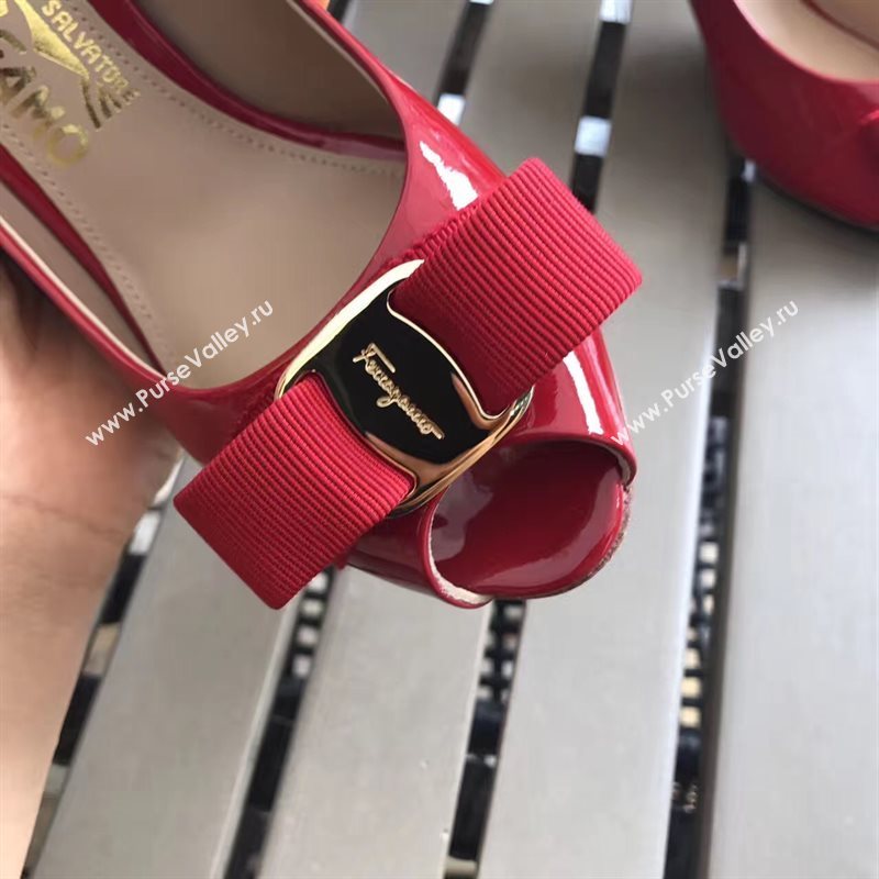 Ferragamo 7cm heels sandals red paint shoes 4293