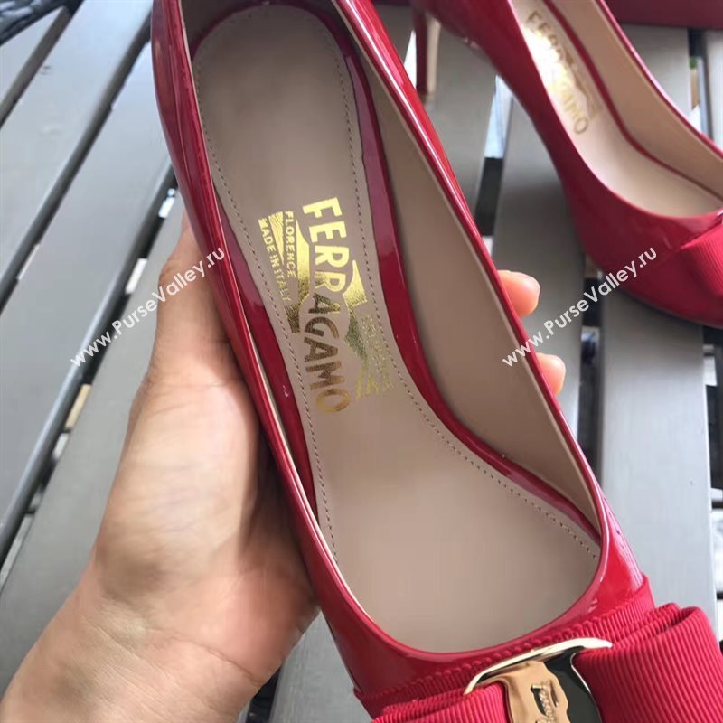 Ferragamo 7cm heels sandals red paint shoes 4293