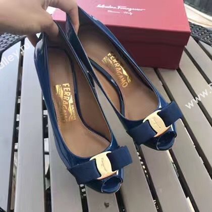 Ferragamo 7cm heels sandals navy paint shoes 4294