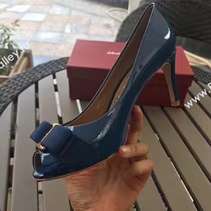 Ferragamo 7cm heels sandals navy paint shoes 4294