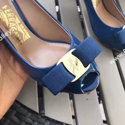 Ferragamo 7cm heels sandals navy paint shoes 4294