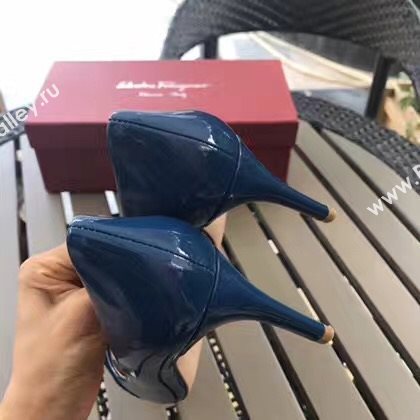 Ferragamo 7cm heels sandals navy paint shoes 4294