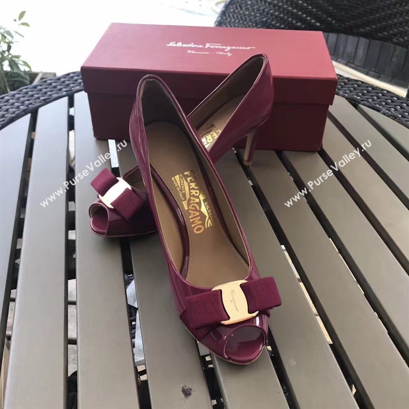 Ferragamo 7cm heels sandals wine paint shoes 4295