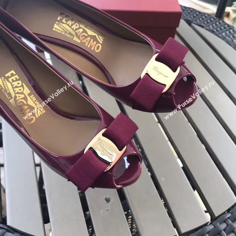 Ferragamo 7cm heels sandals wine paint shoes 4295