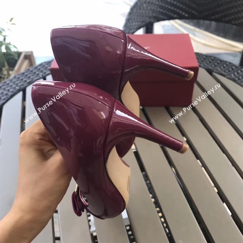 Ferragamo 7cm heels sandals wine paint shoes 4295