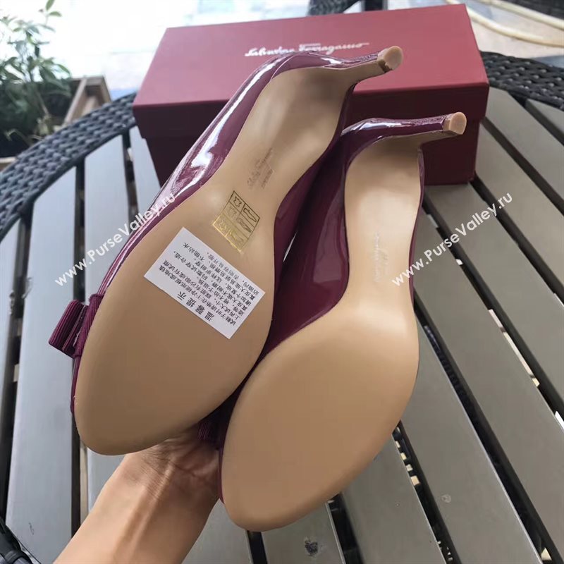 Ferragamo 7cm heels sandals wine paint shoes 4295