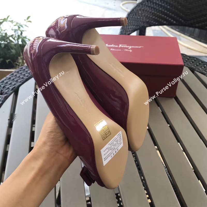 Ferragamo 7cm heels sandals wine paint shoes 4295