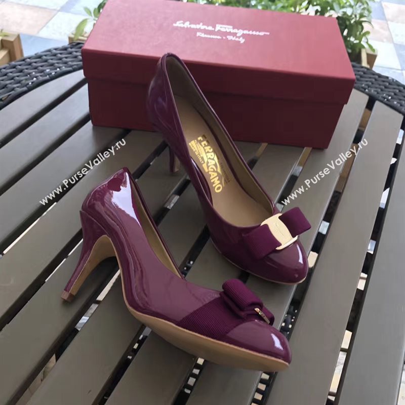 Ferragamo 7cm heels sandals wine paint shoes 4296