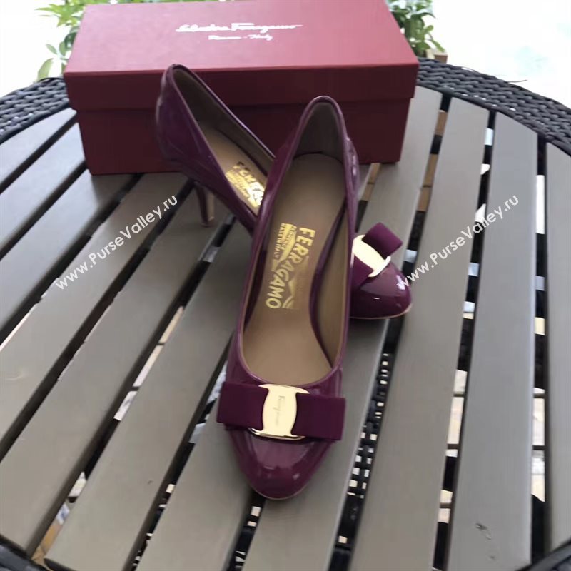 Ferragamo 7cm heels sandals wine paint shoes 4296