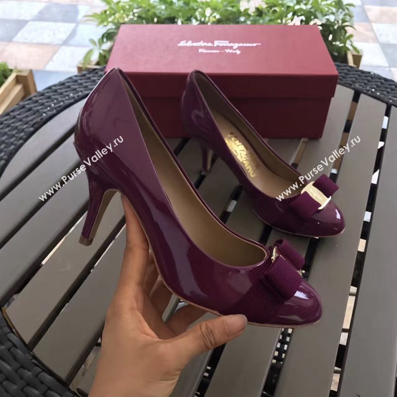 Ferragamo 7cm heels sandals wine paint shoes 4296