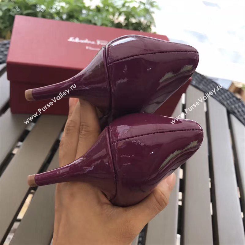 Ferragamo 7cm heels sandals wine paint shoes 4296